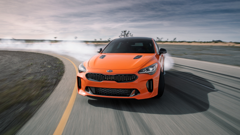 The 2019 Kia Stinger GTS, without brown stripes.